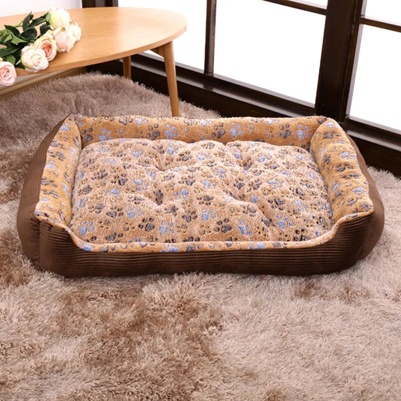 Soft plush pet dog bed with sofa kennel design and three-sided bolsters for small dogs and cats