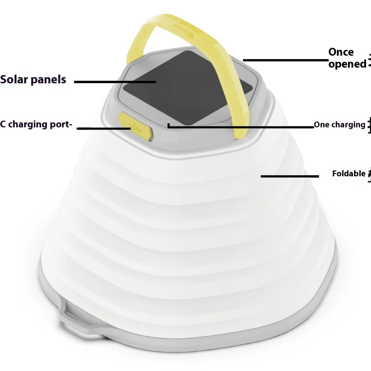 White rechargeable camping lamp with single-key switch for tent and outdoor lighting