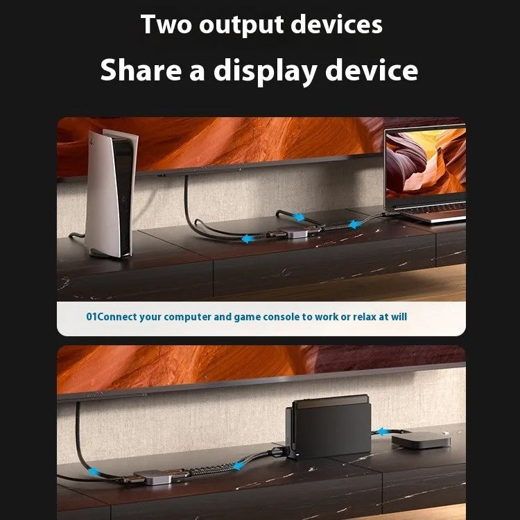 Computer distributor with alloy cable separator for television line connectivity in black or grey