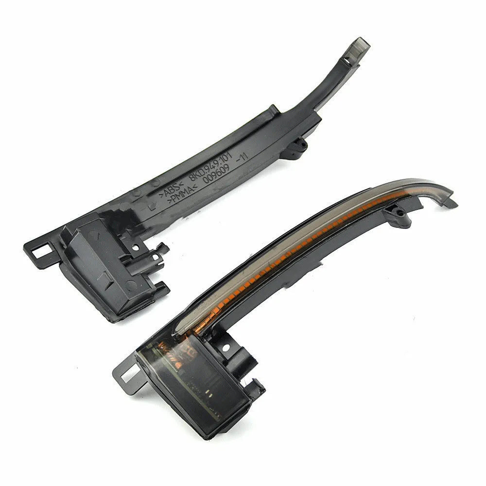 Dynamic LED mirror turn signal light for Audi B8 and B8.5 models in black or white finish.