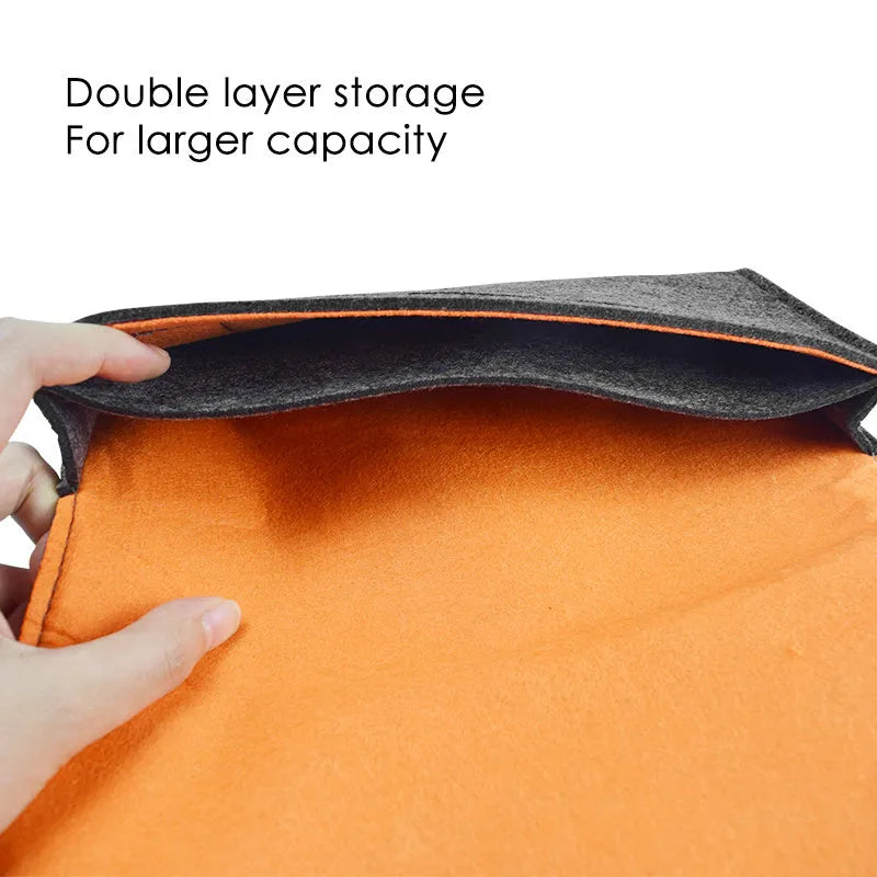 Black felt pouch for Nintendo Switch with game card slots and double layer storage compartments