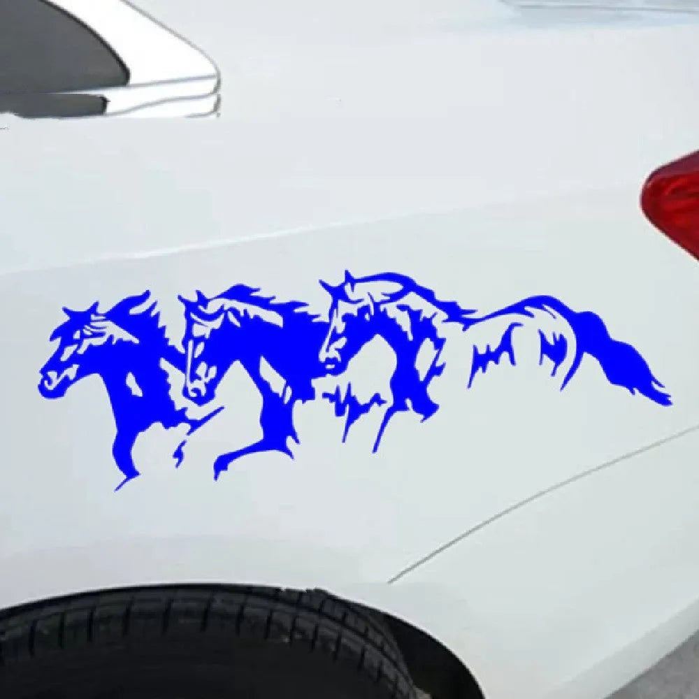 New Three Horses car decal sticker showing horse racing steed design in four colour options
