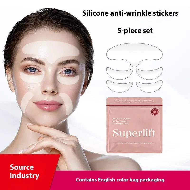 Five silicone anti-wrinkle face stickers for wrinkle removal and prevention