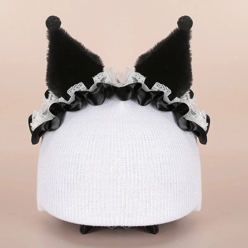 Plush helmet cover with cartoon ear decorations for cycling and costume use