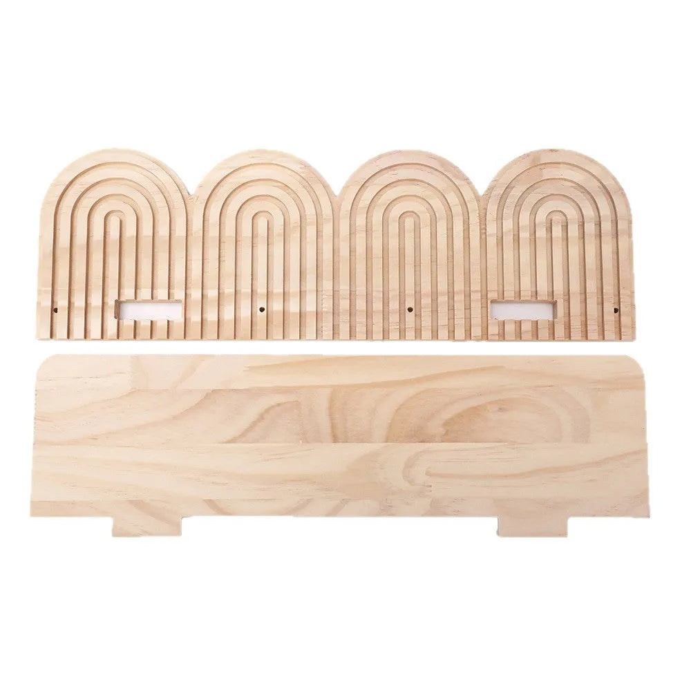 Solid wood wall-mounted flower pot storage rack with multiple shelf layers for plant display