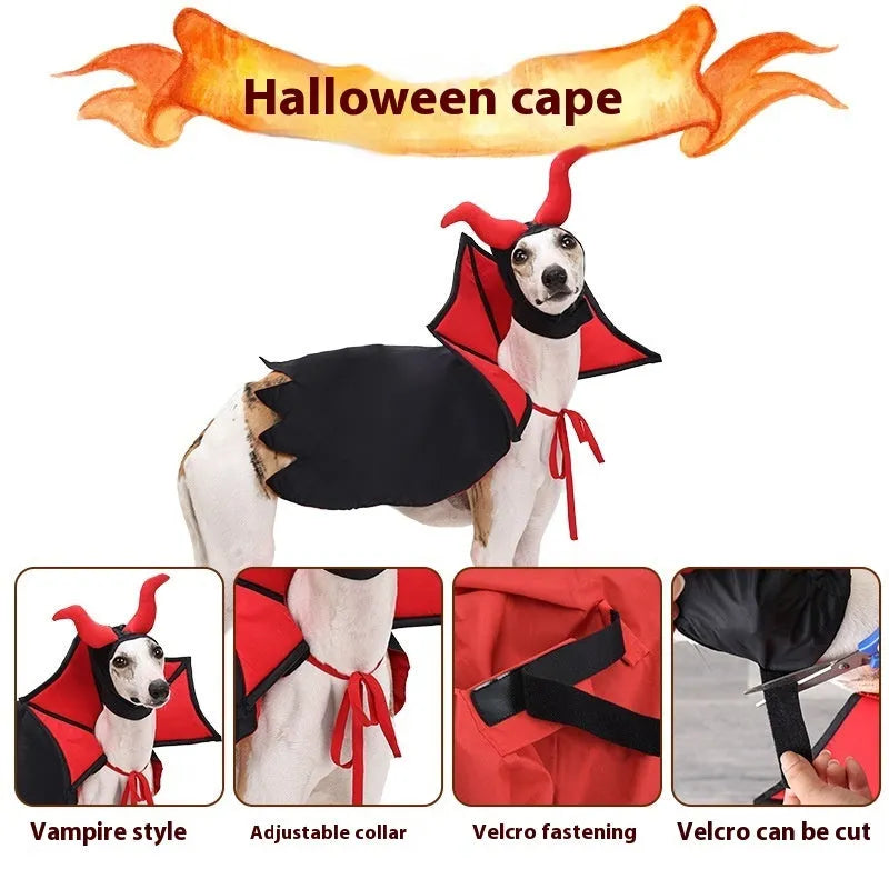 Black polyester vampire cloak and hat costume for small dog or cat