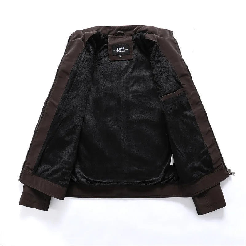Men's PU leather jacket in Army Green, Black Grey, Black or Coffee, full sleeve, Asian sizes M to 2XL