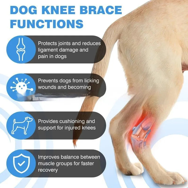Black polyester dog leg guard with adjustable straps for ACL and joint support