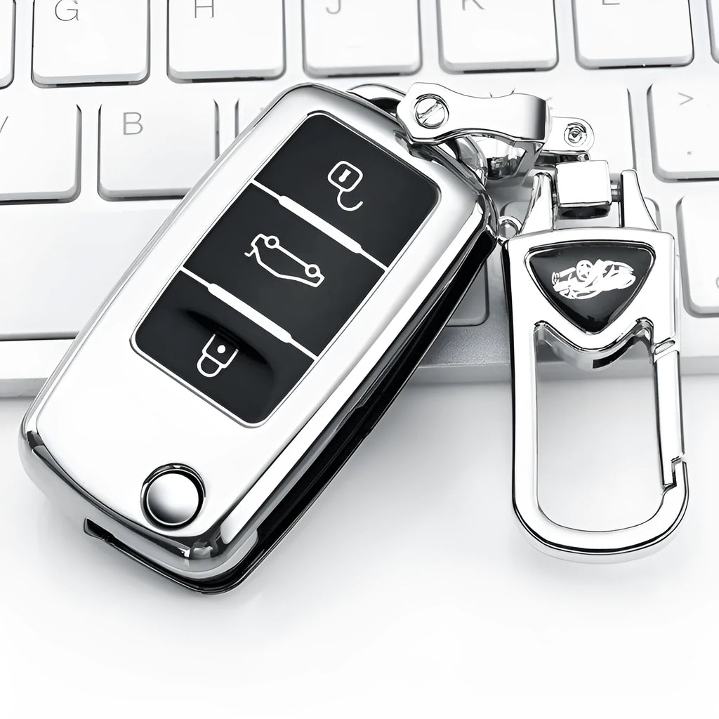 Volkswagen Model A folding key case in TPU with buckle set showing four colour options