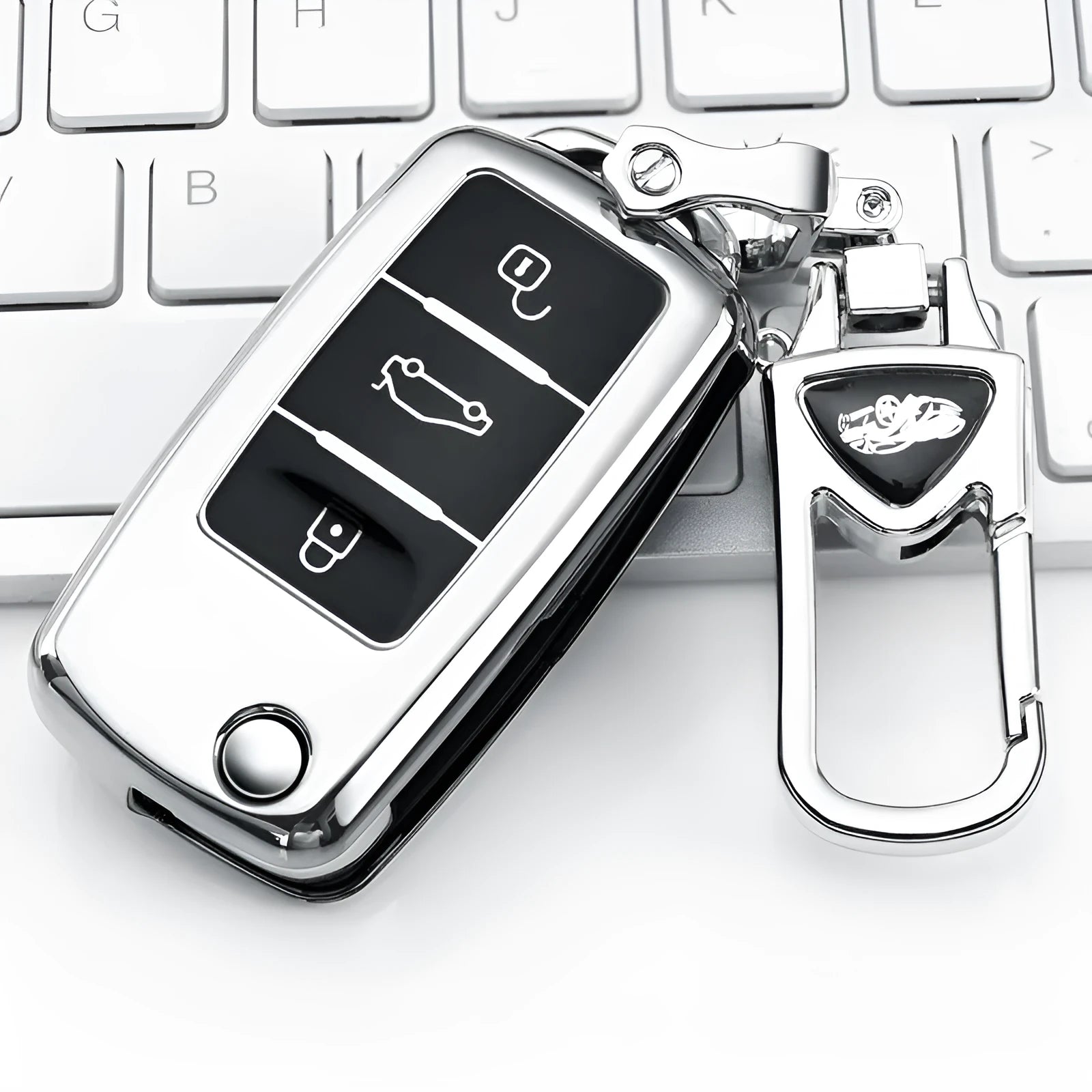 Volkswagen Model A folding key case in TPU with buckle set showing four colour options