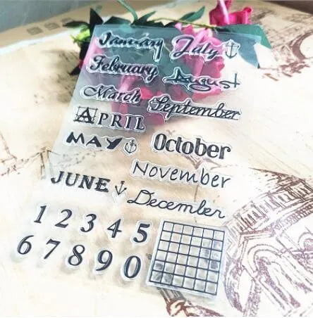 Transparent silicone calendar seal with digital table design for date stamping
