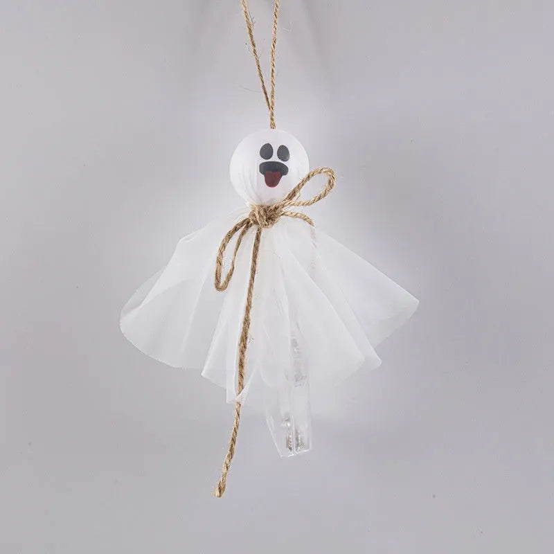 Halloween ghost LED lighting chain with battery box and colourful ghost-themed lights