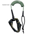 Surfboard hand holding rope showing elastic construction and connection hardware
