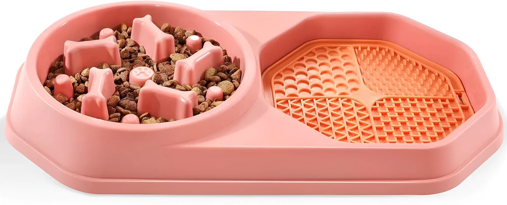Blue slow feeder dog bowl with maze pattern for anti gulping feeding