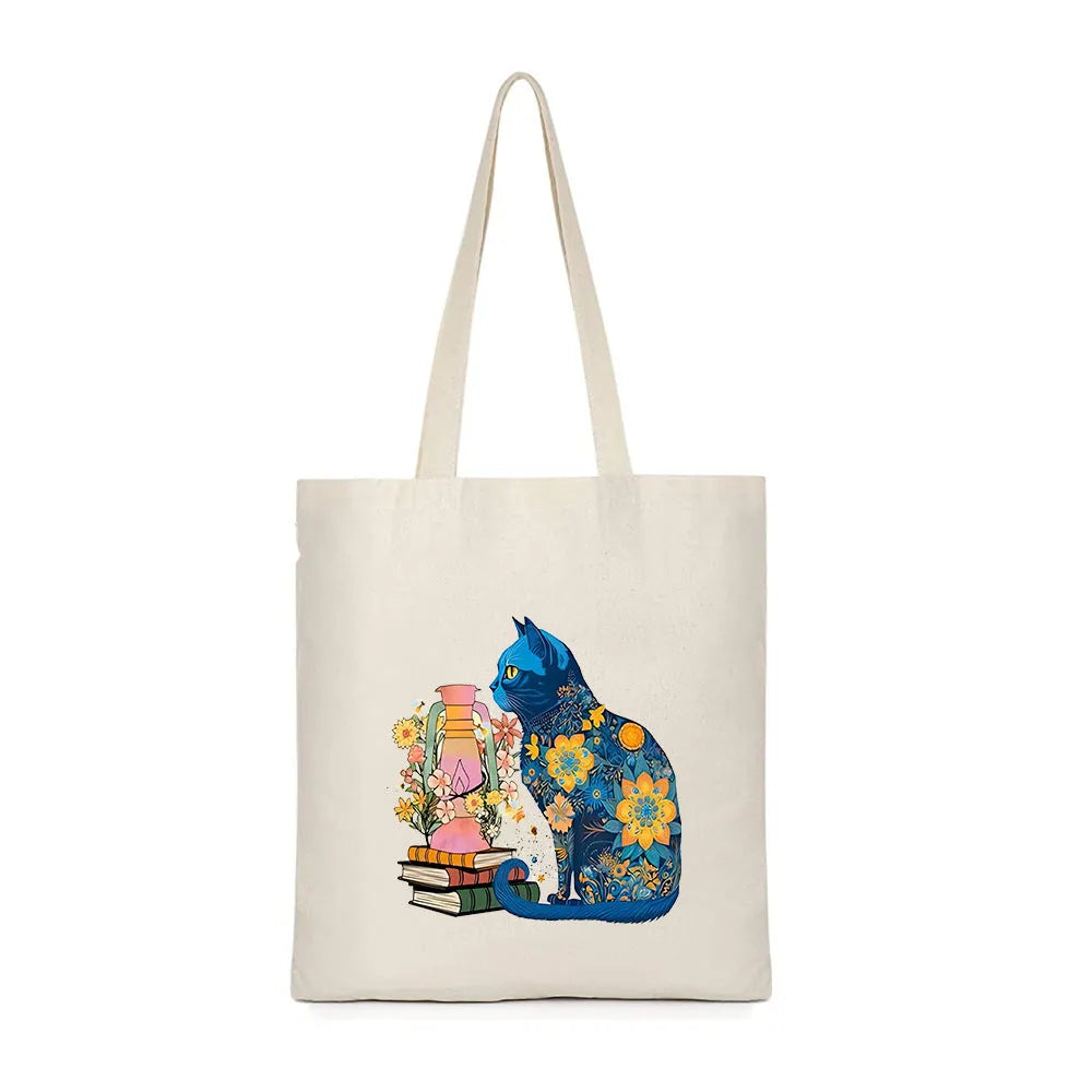 Canvas single shoulder shopping bag with thermal transfer print, shown in one of eight colour style options