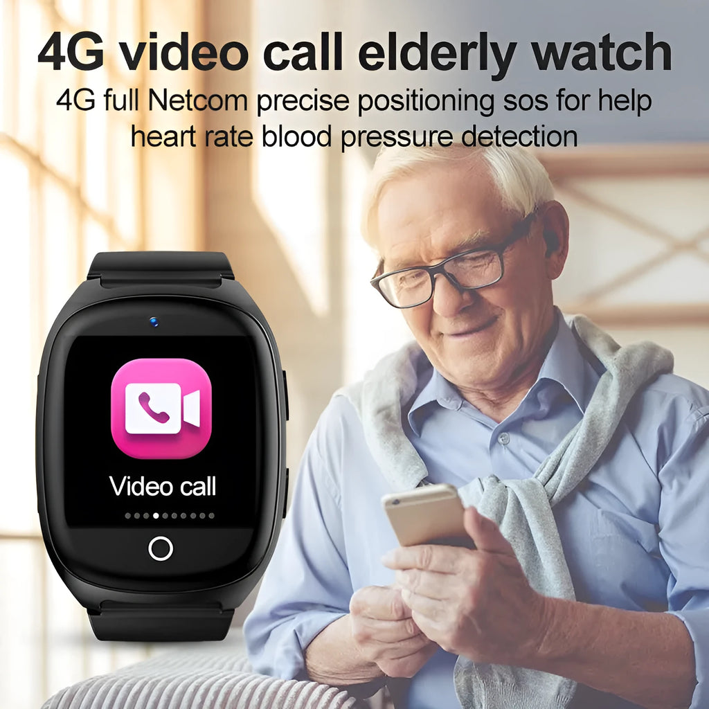 Black GPS smartwatch for children with 1.54-inch touch screen showing location tracking interface