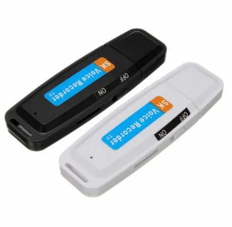 Black and white SK-001 creative USB flash drive showing compact size