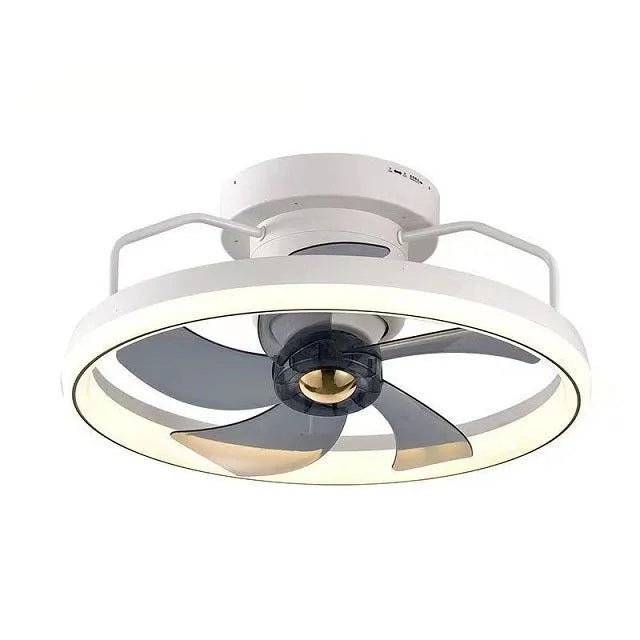 Modern simple style ceiling fan with integrated light, 500mm diameter with PC blades and acrylic shade.