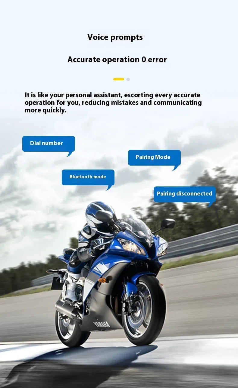 Bilateral stereo wireless rider headset in black or white with ATS chip, 15 metre range, and 25 hour battery
