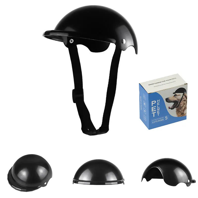 Small S size plastic pet helmet for motorcycle safety in pink, black, yellow, or green colours