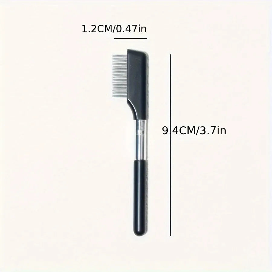 Black dual-head pet grooming brush with soft silicone bristles and a comb for eye cleaning and hair removal.