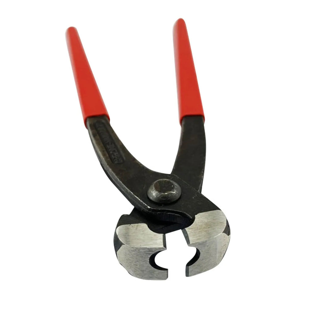 Red metal PEX clamp set with carbon steel cutting edge for pipe fitting