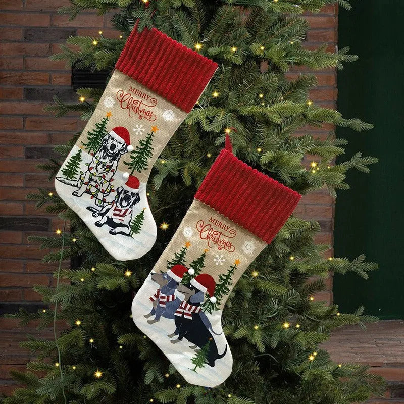 46cm cloth Christmas tree pendant with fireplace design for pet dress-up decor