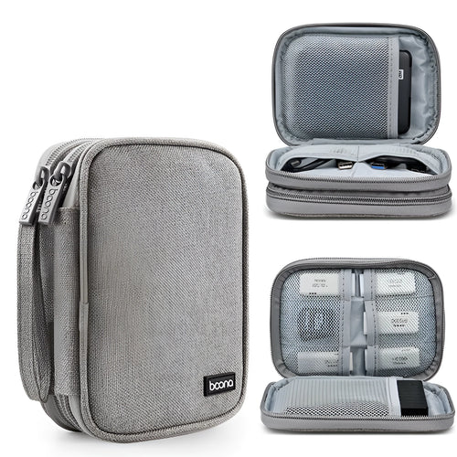 Black and grey Oxford cloth protective covers for 2.5-inch portable hard drives.