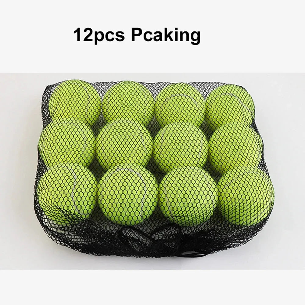 Blue, green, pink, and yellow 6.3cm rubber dog tennis balls for bite-resistant fetch play.