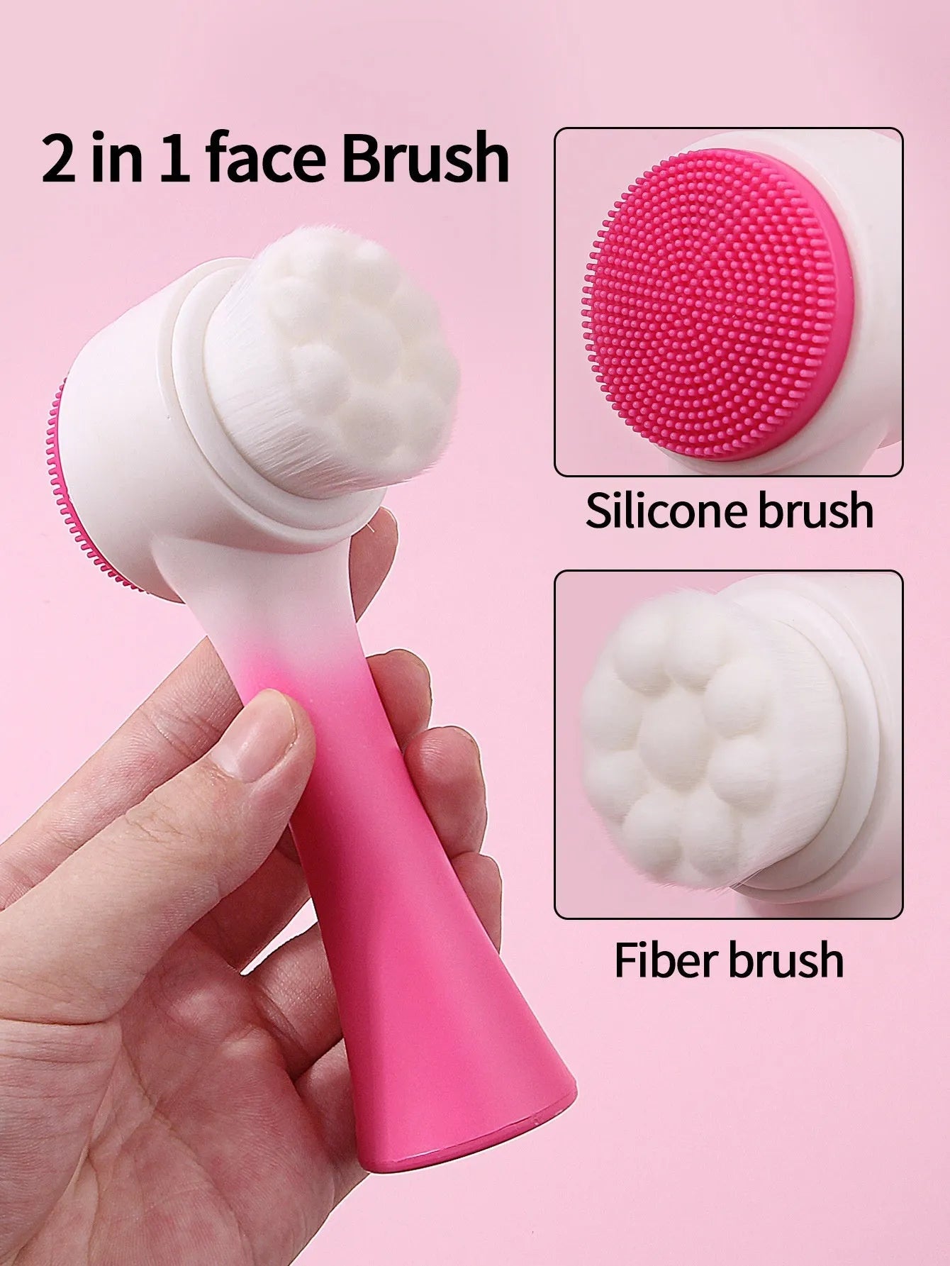 Facial brush set with coral fleece hair band and nylon bristles in multiple colour options