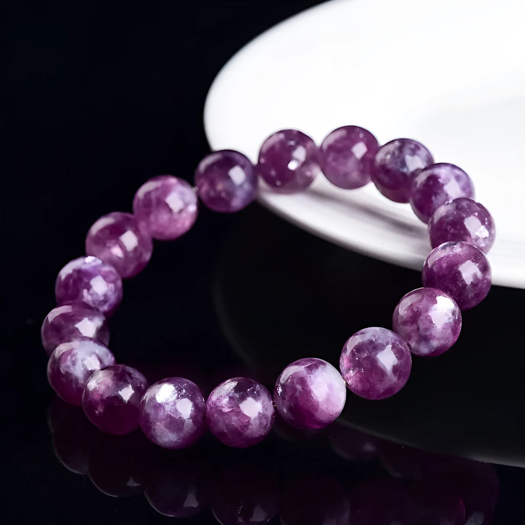 Korean-style geometric crystal bracelet with polished 5A grade purple beads in single-circle design