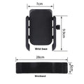 Universal plastic arm and wrist mobile phone bracket for outdoor running and sports, shown as a fixed phone stand.