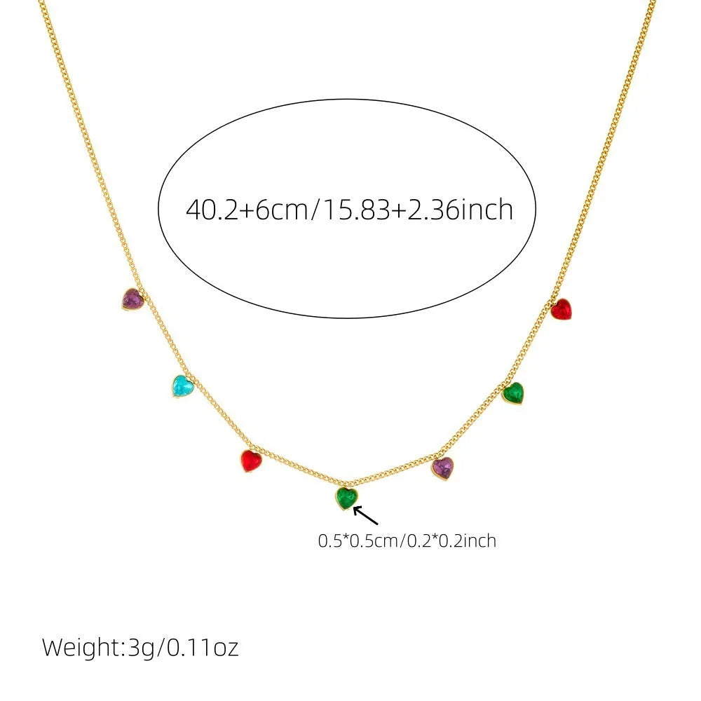 Women's gold electroplated stainless steel necklace with heart pendant on 41-50cm adjustable chain