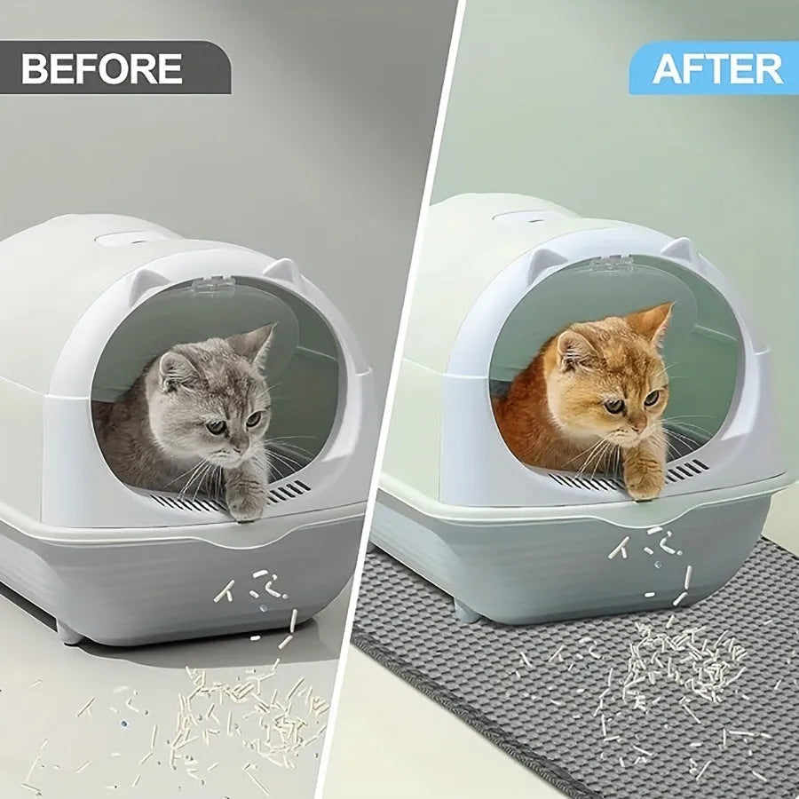 EVA double-layer cat litter mat in four sizes and six colours, including black and gray, for cat litter areas