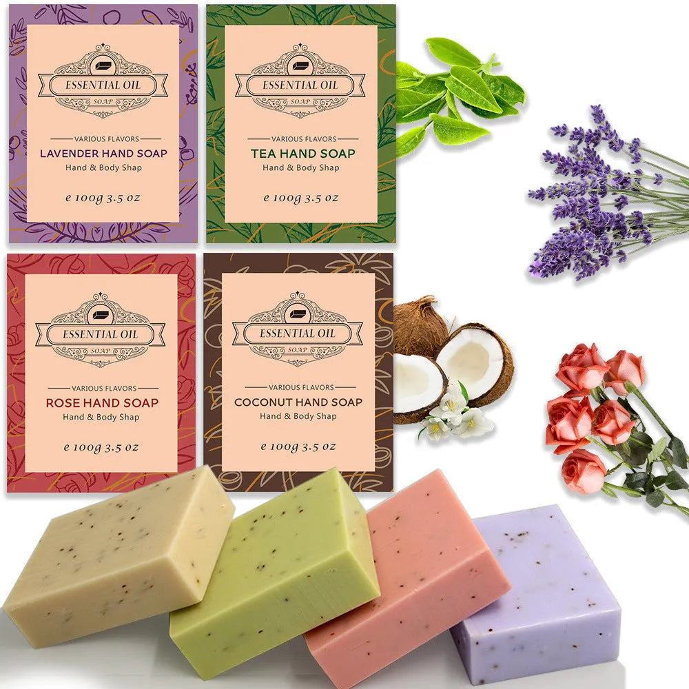 Handmade plant essential oil soap bar with frosted surface, 100g weight for body and hand washing