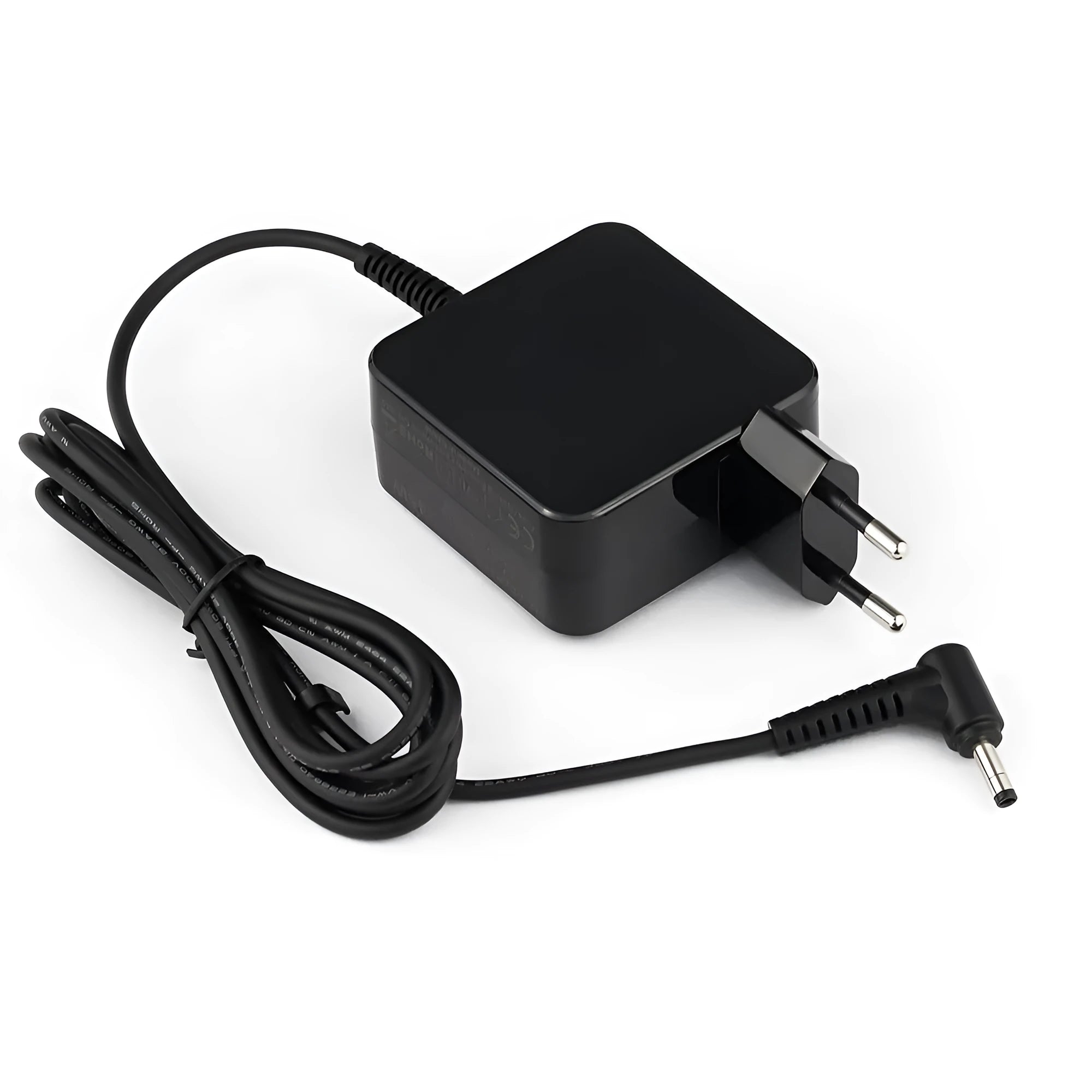 Black 45W laptop power adapter with US plug and DC connector