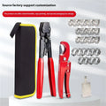Red metal PEX clamp set with carbon steel cutting edge for pipe fitting