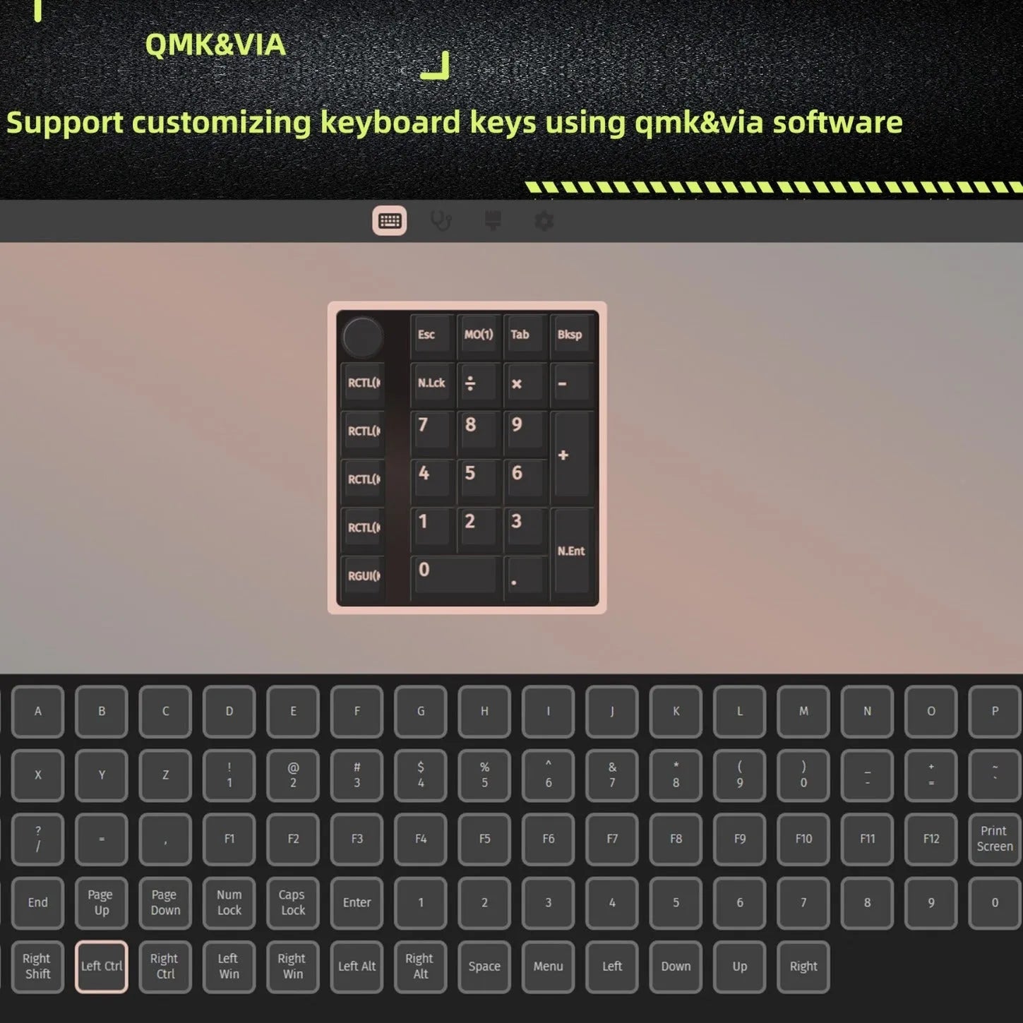 Black and white wireless mechanical numeric keyboard with Bluetooth connectivity