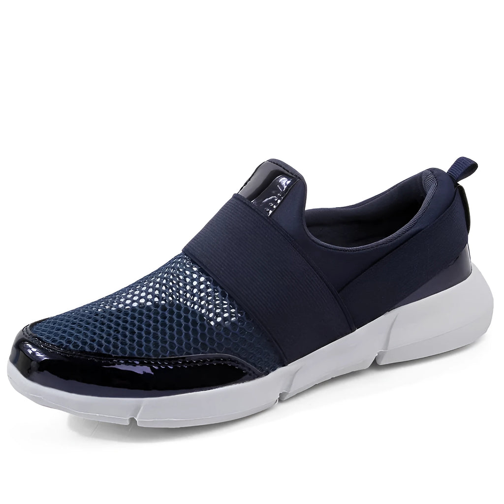 Women's low-top casual sneakers in blue with mesh interior and lightweight construction