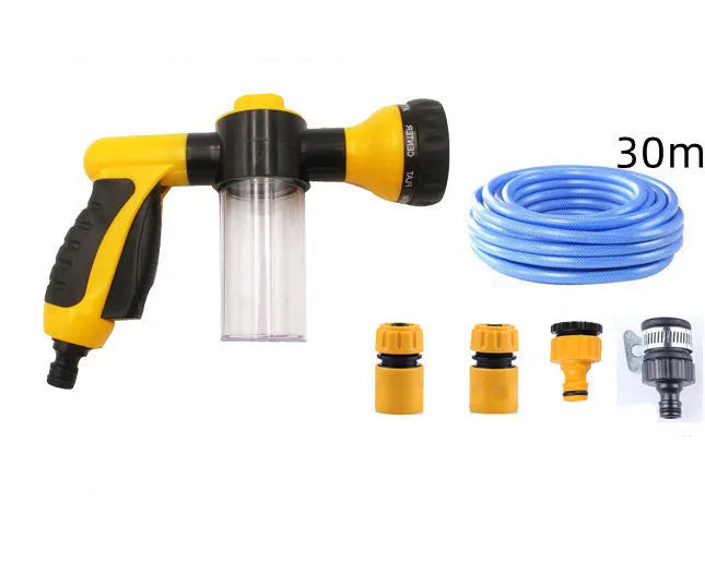 Green high-pressure foam spray gun for car washing with adjustable nozzle and multiple spray patterns
