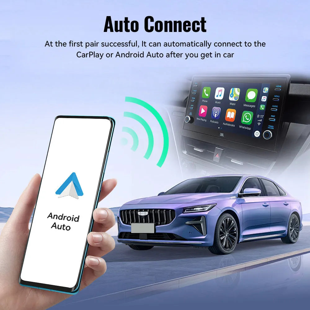 Black mini CarPlay USB interface wireless data converter with compact ABS PC housing