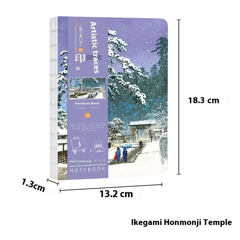 Ukiyo-e Kanagawa wave design hand ledger notebook showing traditional Japanese artwork cover