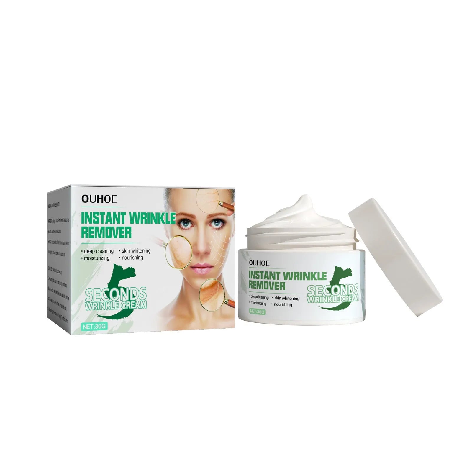 30g anti-ageing anti-wrinkle face cream container with hydrating properties