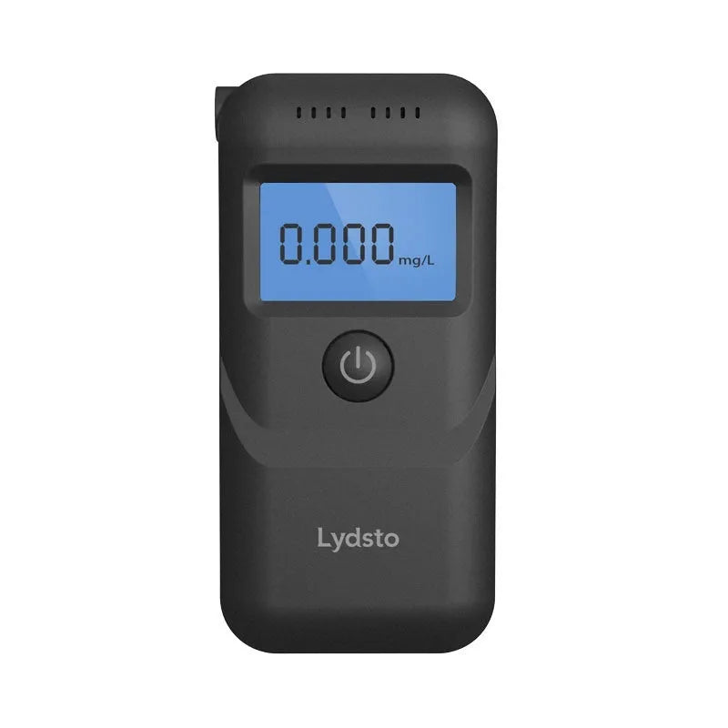 Black household alcohol tester with breath checking and height detection functions