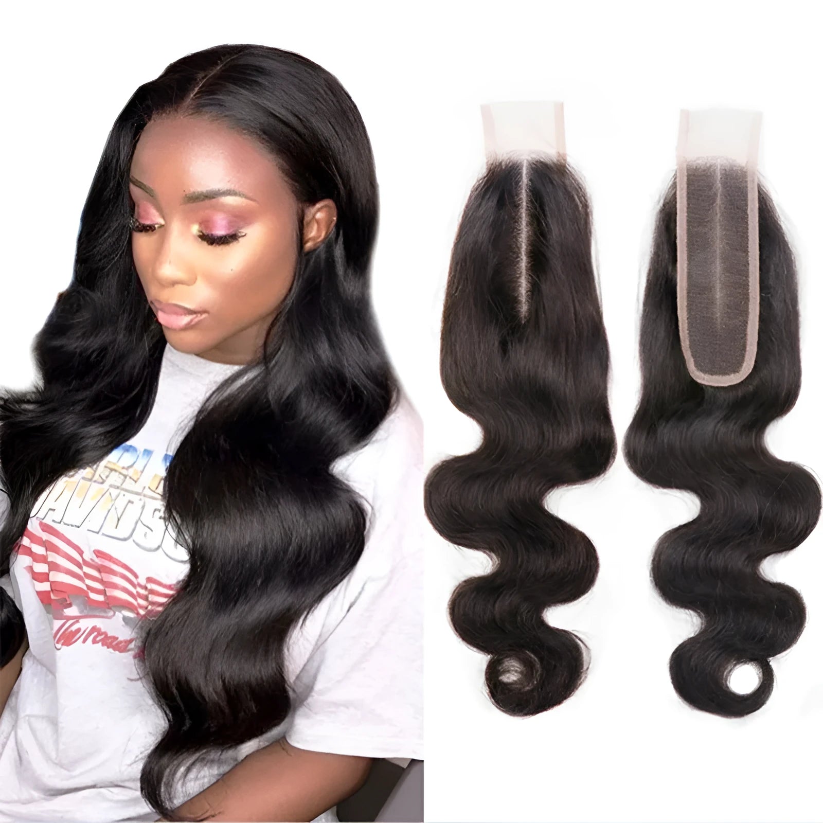 Natural colour straight human hair women's wig showing length options from 8 to 20 inches