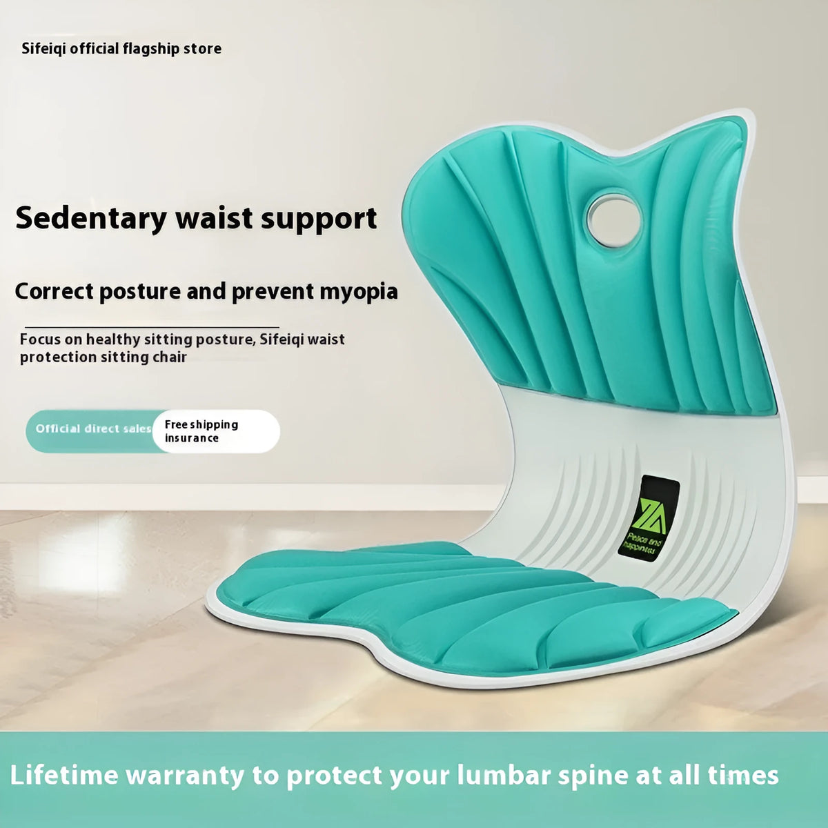 Ergonomic office seat cushion for waist support in grey, emerald, navy, red, or black.