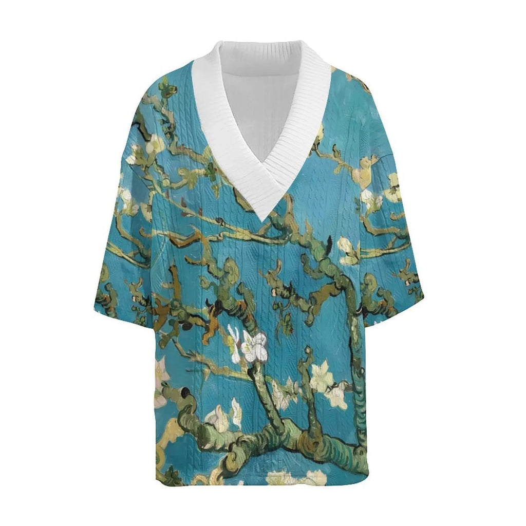Men's peacock blue 3D printed polyester shorts suit with T-shirt top and matching knitted leisure shorts