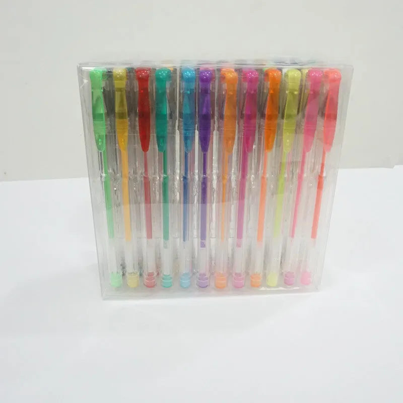 100 colour gel pen set with watercolour ink and dual tip options displayed in case