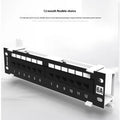 Black AMPCOM Super Six 12-port network distribution frame with mounting bracket