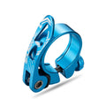 Aluminium alloy bicycle seat post clamp in black, showing 31.8mm and 34.9mm size options.
